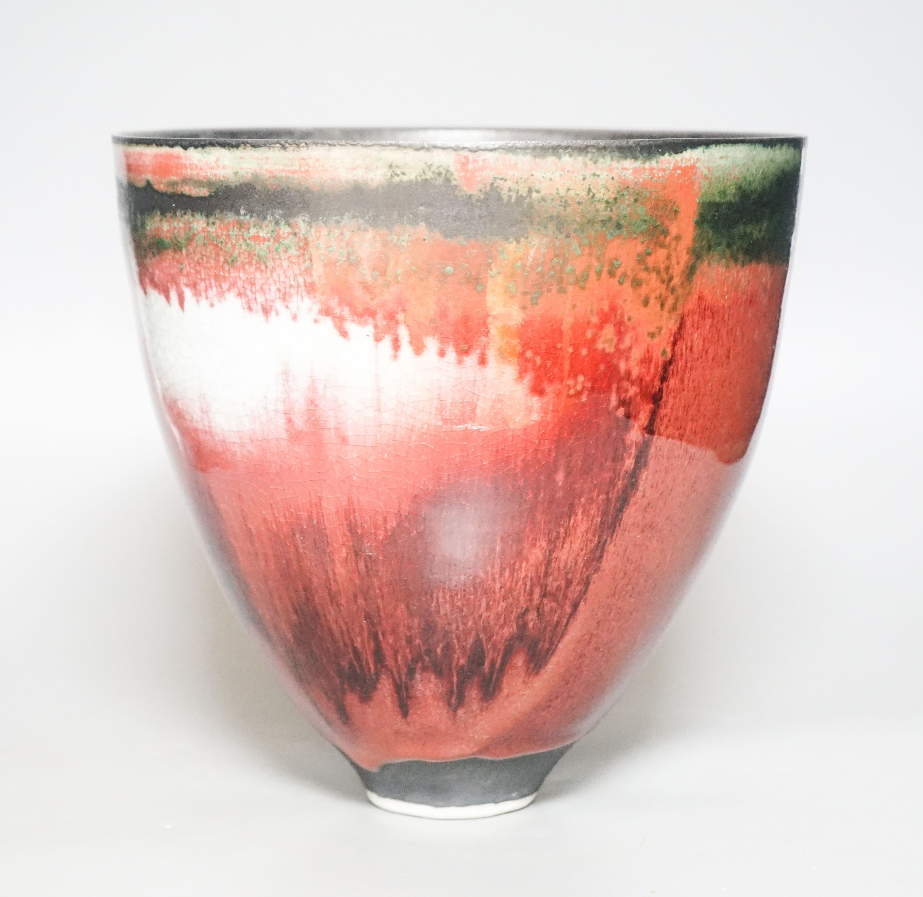 Eddie Curtis (b.1953), a large copper red and black glazed vase 25cm